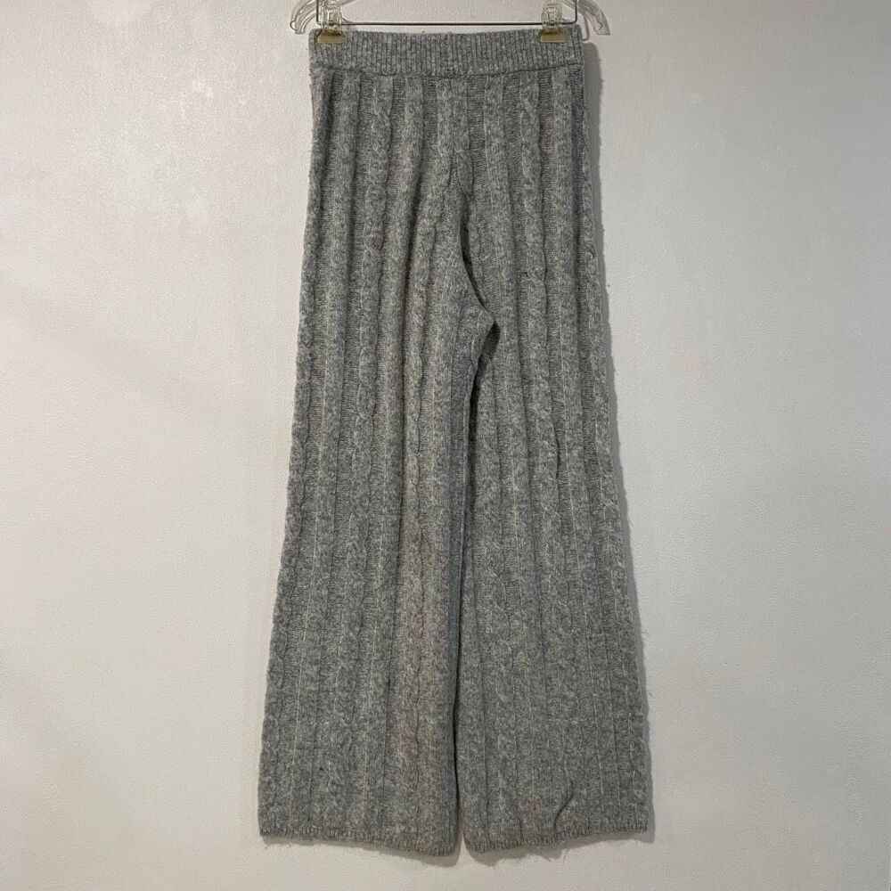 Abercrombie & Fitch Cable Knit Wide Leg Pants XS Gray Cozy Lounge Sweater Pants - Picture 2 of 8